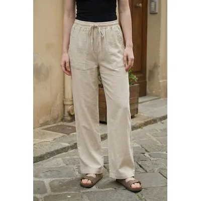 Damenweite Leinenmix-Hosen