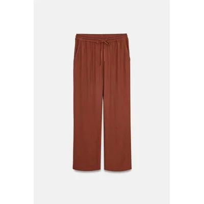 Damen Woven-Hosen mit weitem Bein und Kordelzugbund