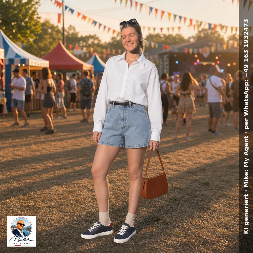 Lässiger Streetstyle: Oversize-Hemd mit Denim-Shorts