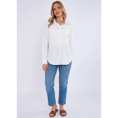 Weißes, strukturiertes Oversize-Sommerhemd