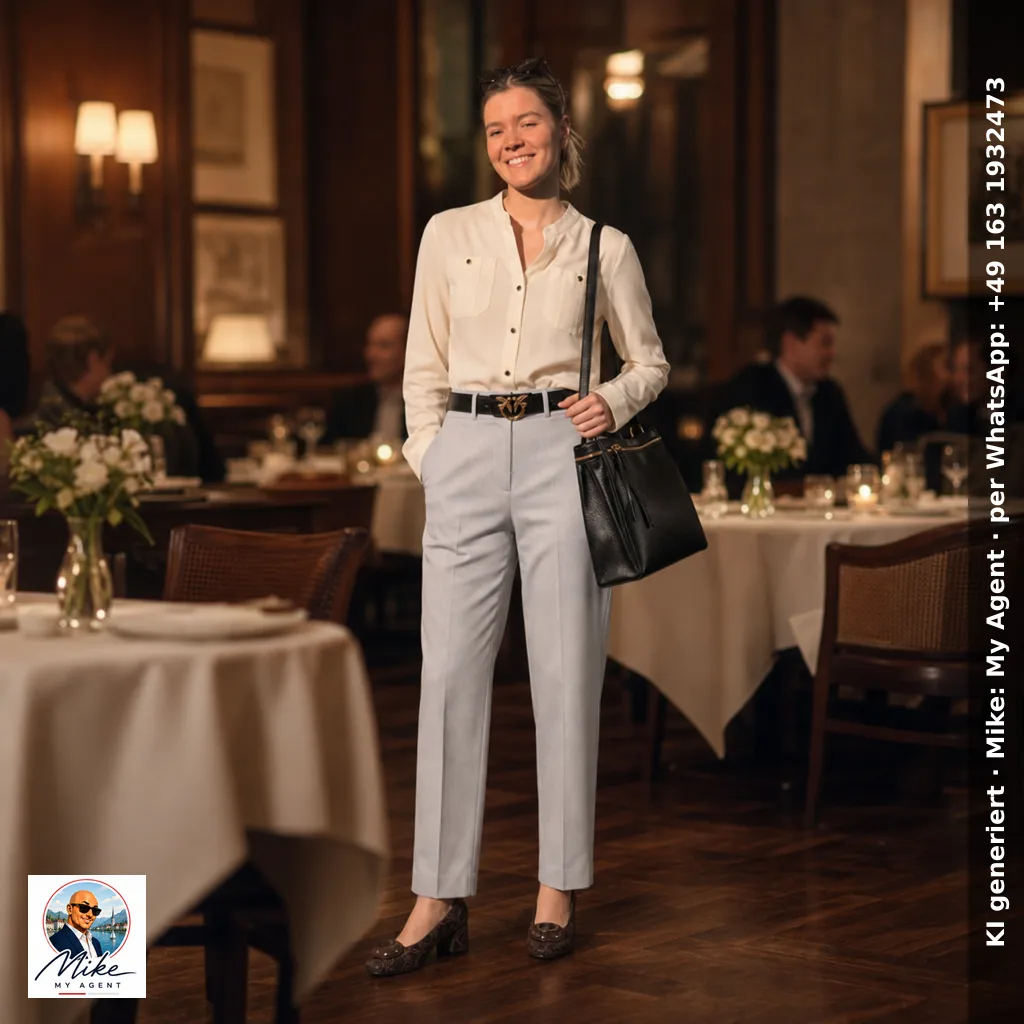 Smart Casual: Seidenbluse mit High-Waist-Hose