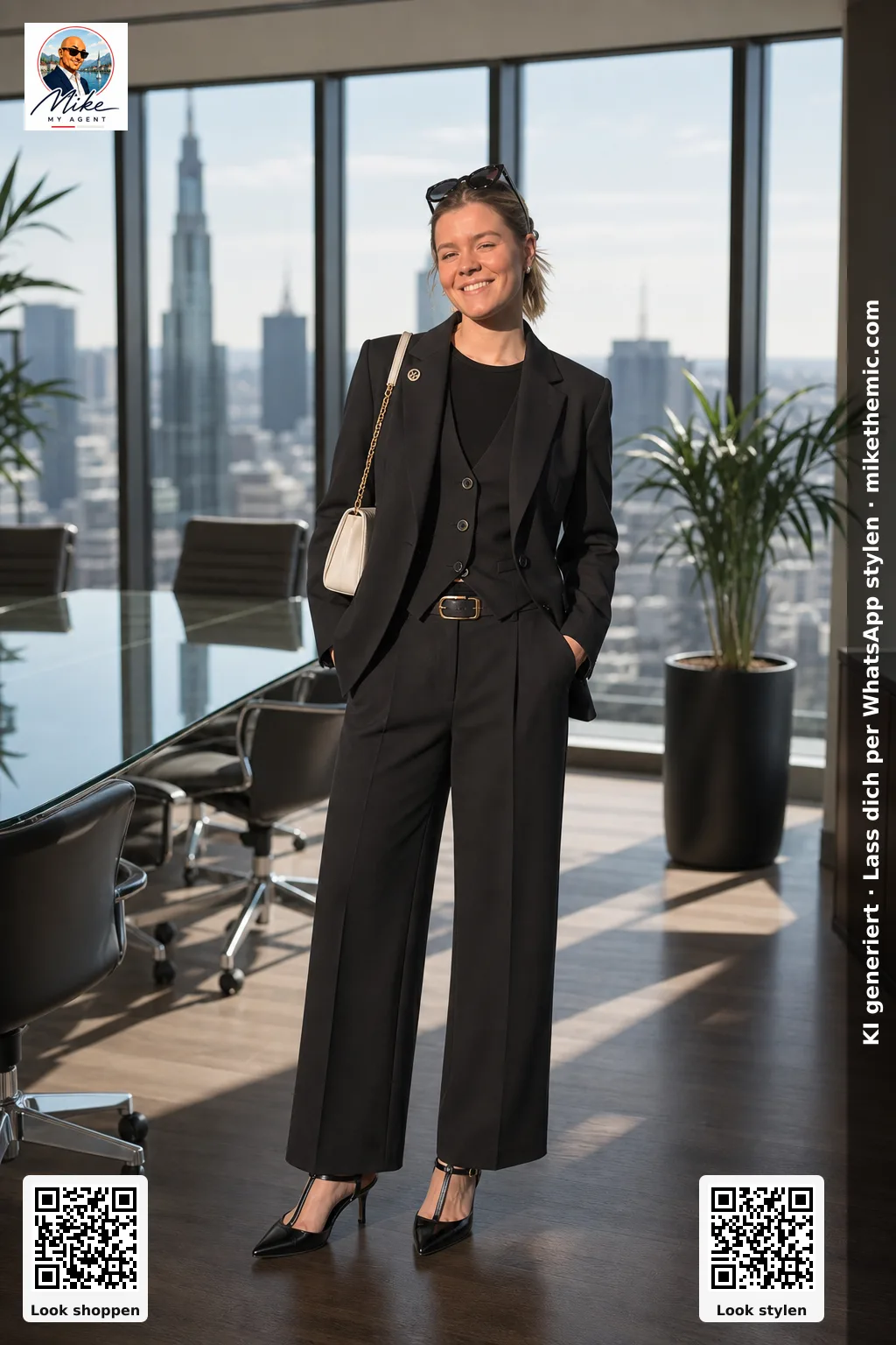 Business Professional: Hosenanzug mit Seidentop