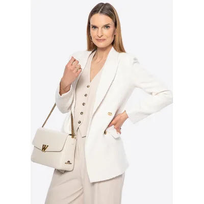 Wittchen Damen-Umhängetasche aus Leder mit Zierverschluss, Creme, Naturleder