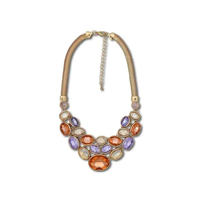 Steuer Modeschmuck Collier mit prachtvollem Strass mehrfarbig