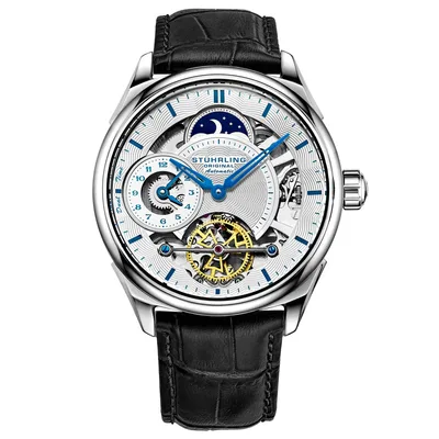Schwarz und Silber Presidia Automatik 42mm Skeleton