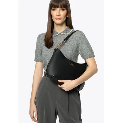 Wittchen Damen-Schultertasche aus Leder mit Kette, Schwarz, Naturleder
