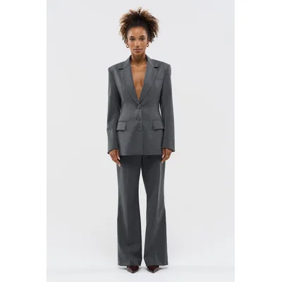 BENU Damen Grauer Taillierter Blazer