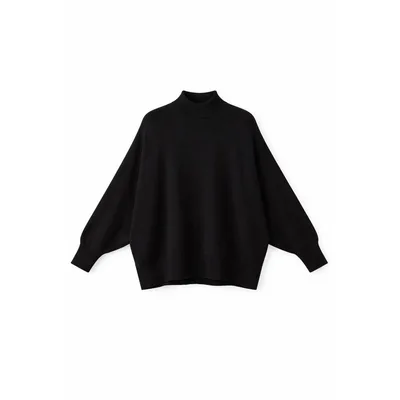 Oversized Rippstrick-Halbrollkragenpullover
