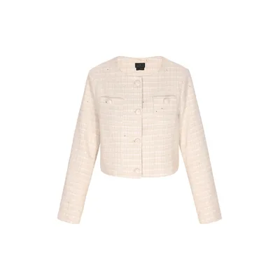 Dreimaster Blazer Frauen hellbeige Glitzer