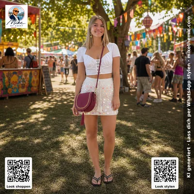 Boho-Chic: Weißes, geripptes Sommertop zum Sommerfestival