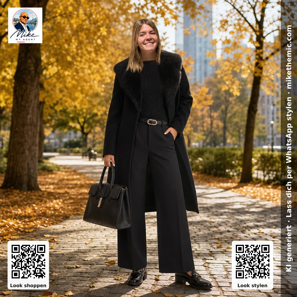 Leder-Trenchcoat in Schwarz