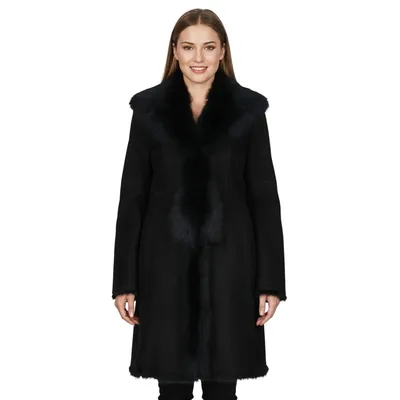 Schwarzer Damen-Trenchcoat aus toskanischem Schafveloursleder – Celeste