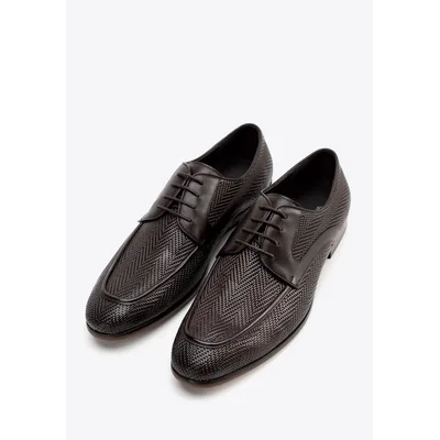 Wittchen Herren-Derbyschuhe aus echtem Leder mit Flechtmuster, dunkelbraun