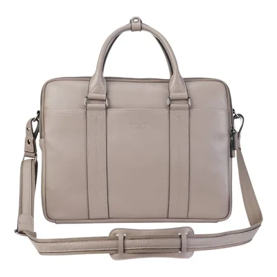 Echtes Leder Grau Laptop Business Aktentasche Büro Arbeit Reisetasche - Sutton
