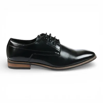 Schwarze, klassische Derby-Brogue-Schnürschuhe für Herren mit schlichter Zehenpartie