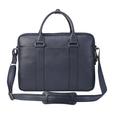 Echtes Leder Marineblau Laptop Business Aktentasche Büro Arbeit Reisetasche - Sutton