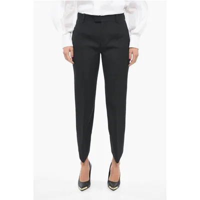 Woll-Bügelfaltenhose mit geschwungenem Design in Schwarz