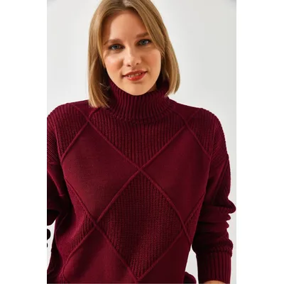 Strickpullover mit Stehkragen