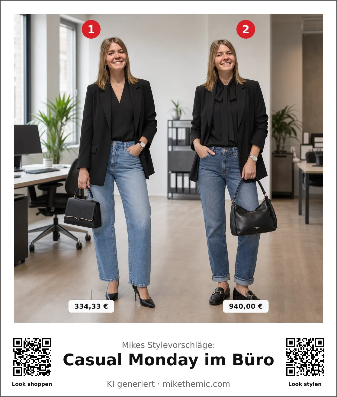 Barrel Jeans mit Cropped Blazer