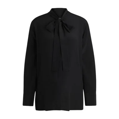 Boss - Bluse für Damen, Krawatten-Kragen, Langärmlig (Schwarz)