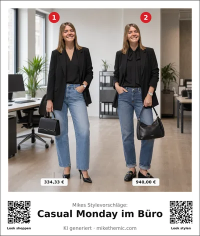 Barrel Jeans mit Cropped Blazer