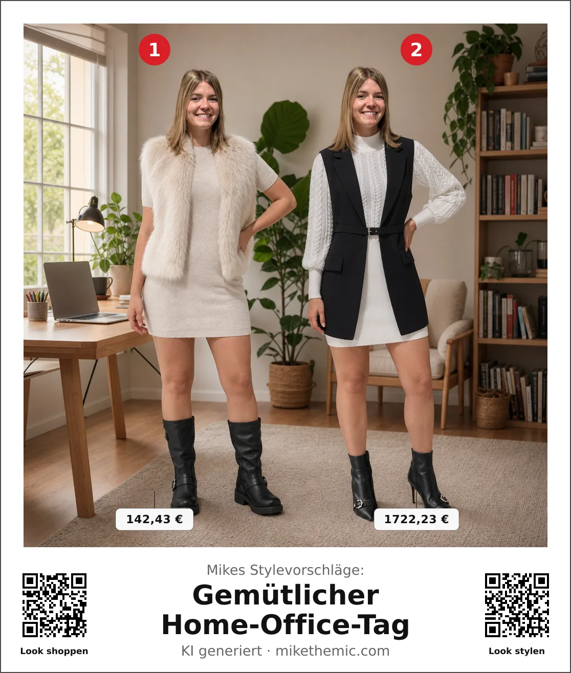 Faux-Fur-Weste über Strickkleid