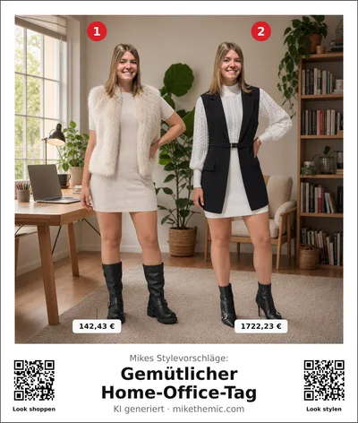 Faux-Fur-Weste über Strickkleid