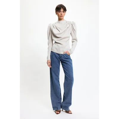 BENU Perlenfarbene Bluse mit Knöpfen