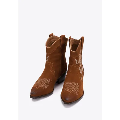 Wittchen Damen-Cowboystiefel aus Wildleder mit Stickerei, kurz