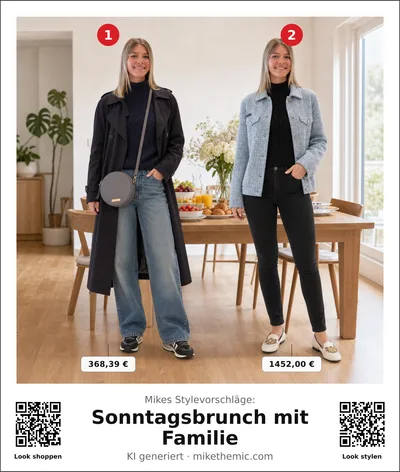 Layering: Rollkragenpullover unter Trenchcoat mit Jeans