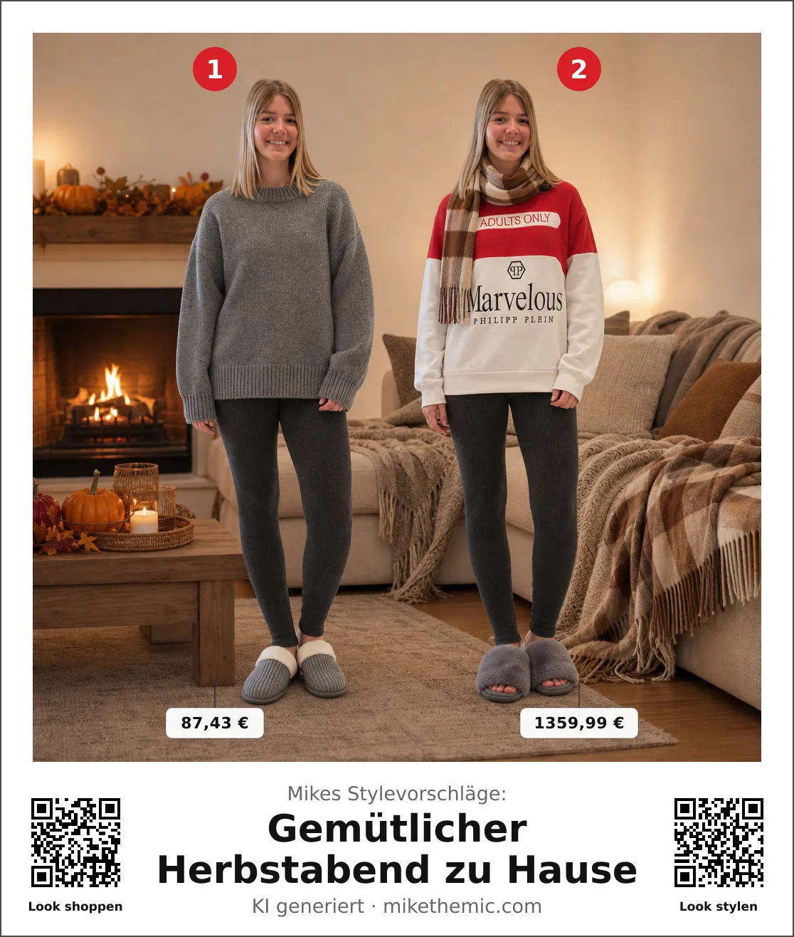 Cocooning: Oversize-Strickpullover mit Leggings