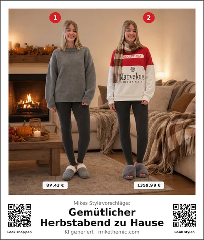 Cocooning: Oversize-Strickpullover mit Leggings