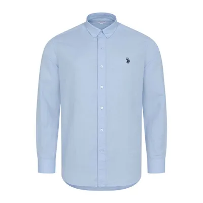 U.S. Polo Assn. Herren Leinenhemd aus Leinen-Baumwollmix