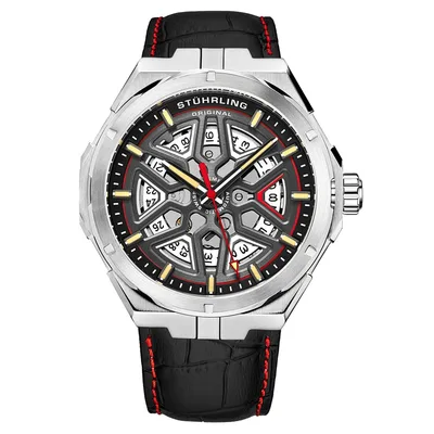 Silber und Schwarz Gio Swiss Automatic 44mm Skeleton