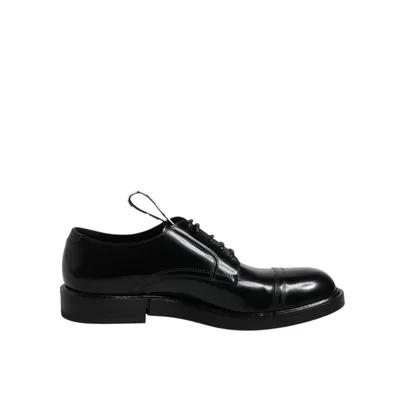 Dolce & Gabbana Schwarze Lackleder Derby Schnürformelle Schuhe