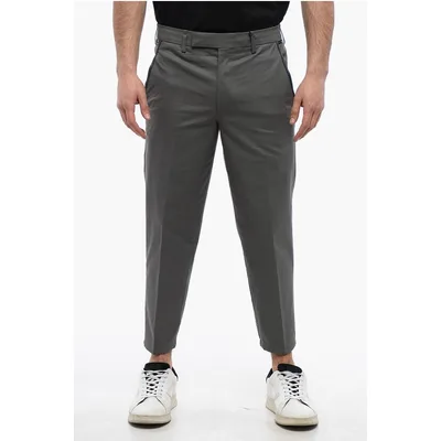 Chinohose aus Baumwollmischung mit elastischen Bündchen in Grau
