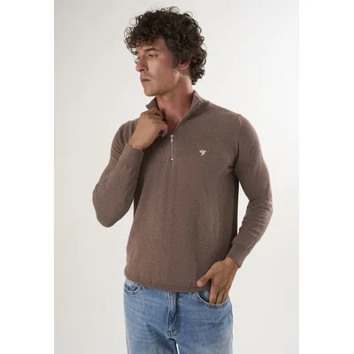 Pullover Strickpullover Mit Halbem Reißverschluss