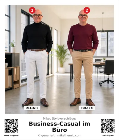 Leuchtendes Rot: Rollkragenpullover mit Chinohose