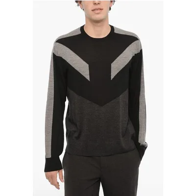 Zweifarbiger MODERNIST Wollpullover in Nero, Grigio