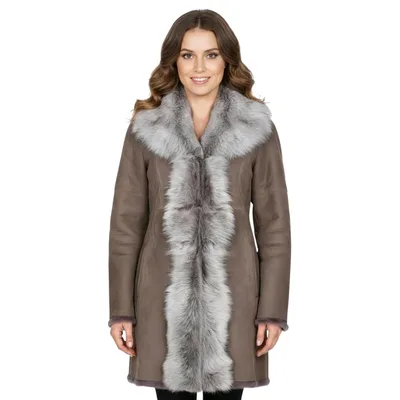 Damen-Trenchcoat aus taupefarbenem Toscana-Schafsveloursleder – Celeste