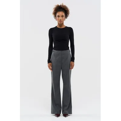 BENU Damen Graue Hose mit Zwei Knöpfen