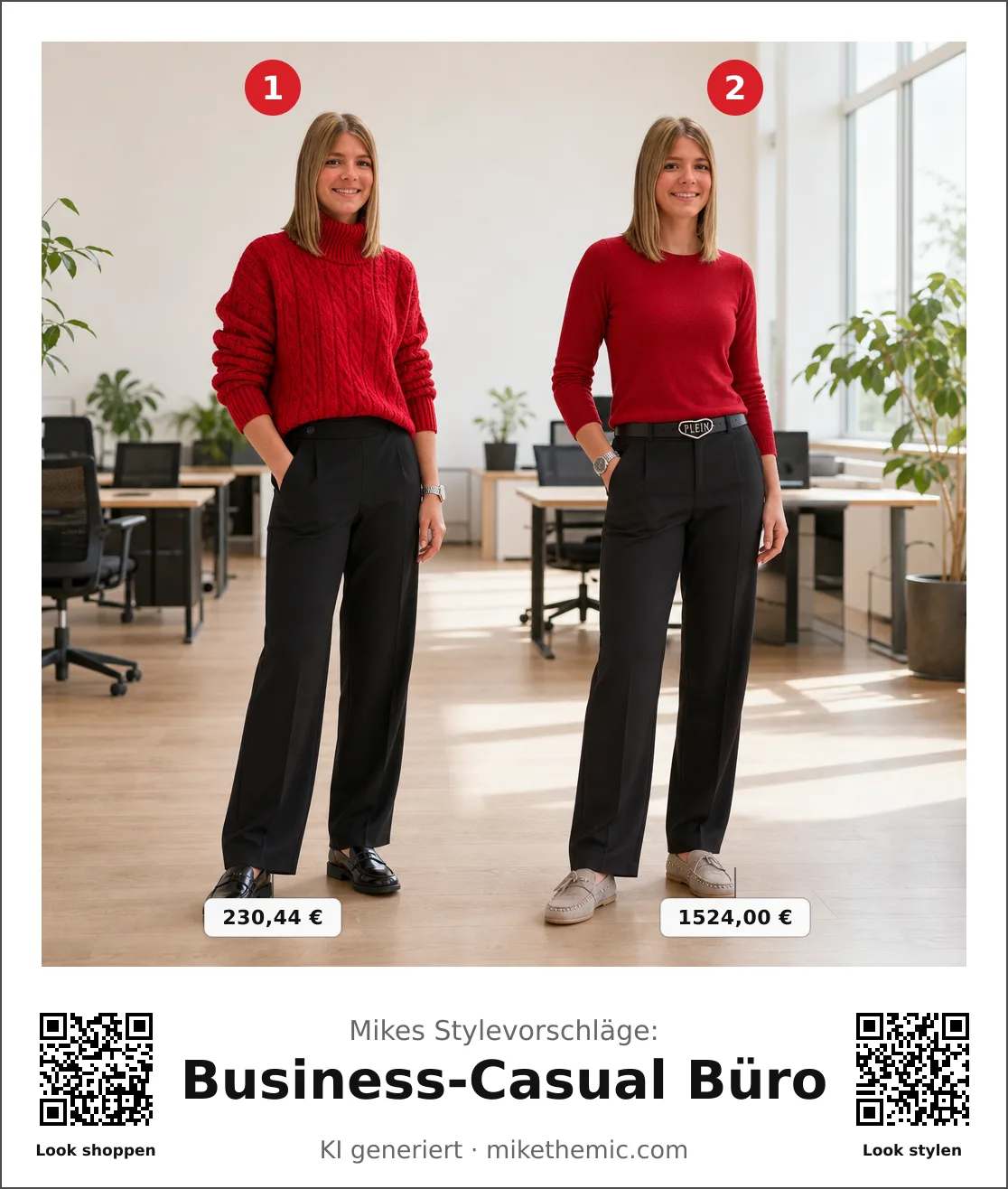 Leuchtendes Rot: Rollkragenpullover mit Chinohose