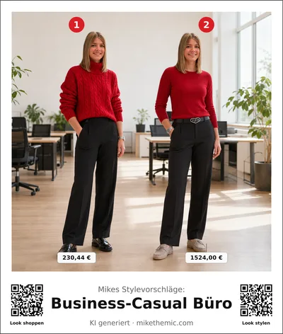 Leuchtendes Rot: Rollkragenpullover mit Chinohose
