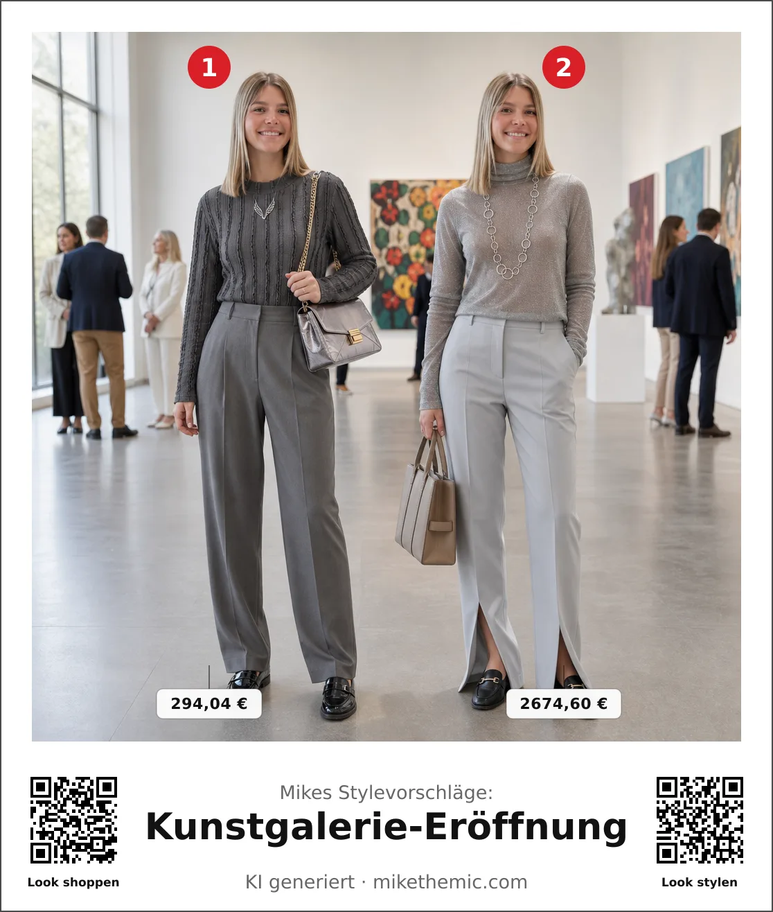 Kunstgalerie-Eröffnung: moderne Linien, smart-casual in gedeckten Farben