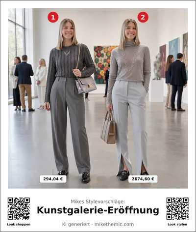 Kunstgalerie-Eröffnung: moderne Linien, smart-casual in gedeckten Farben