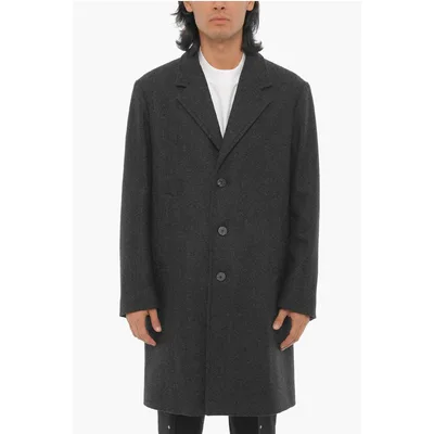 Einreihiger Mantel aus Wollmischung im Slim Fit in Grau