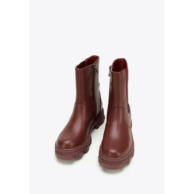 Wittchen Damen-Chelsea-Boots aus Leder mit Plateau, Kirschrot, Naturleder