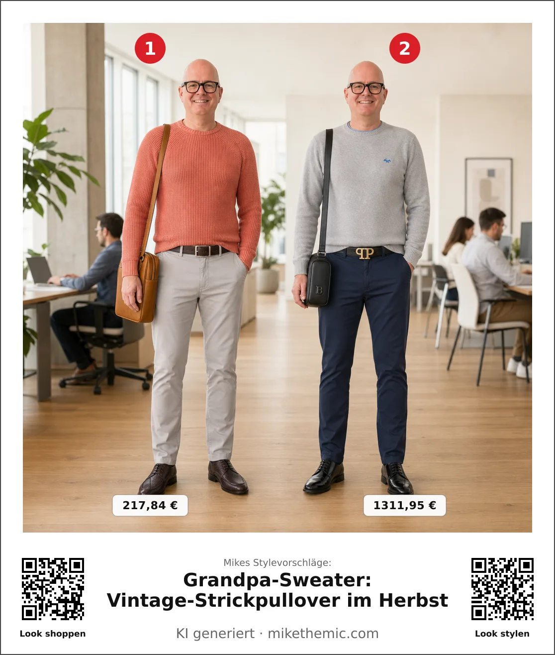 Grandpa-Sweater: Vintage-Strickpullover im Herbst