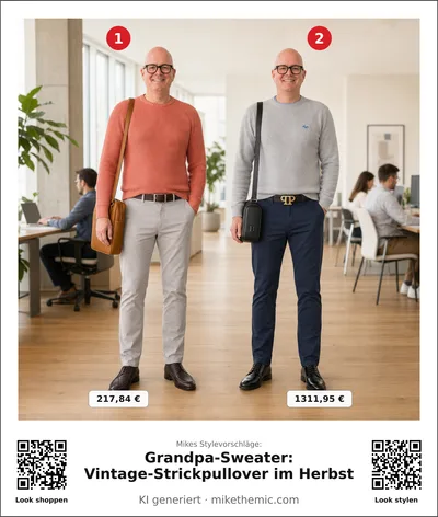 Grandpa-Sweater: Vintage-Strickpullover im Herbst