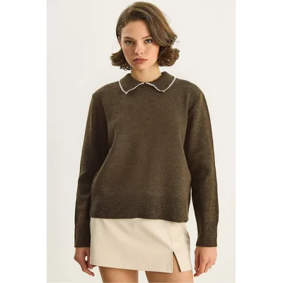 Strickpullover mit Hemdkragen